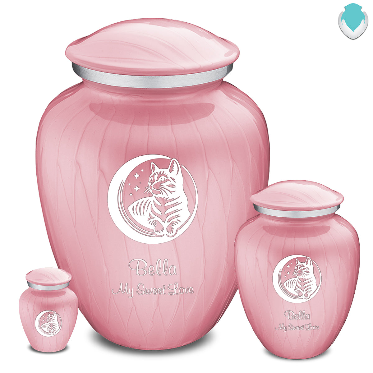 Keepsake Embrace Pearl Light Pink Pet Cute Cat Cremation Urn