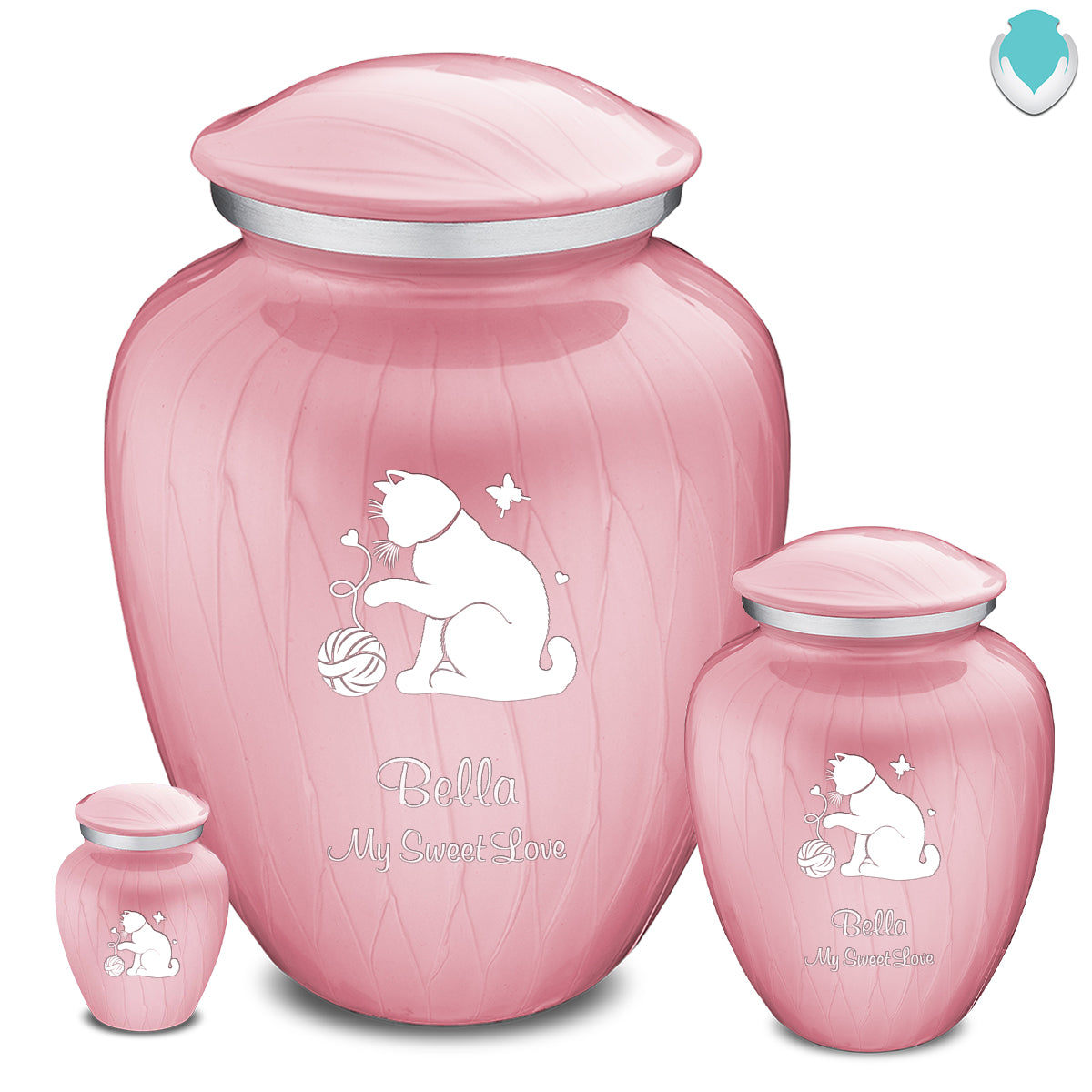 Large Embrace Pearl Pink Pet Fun Cat Cremation Urn