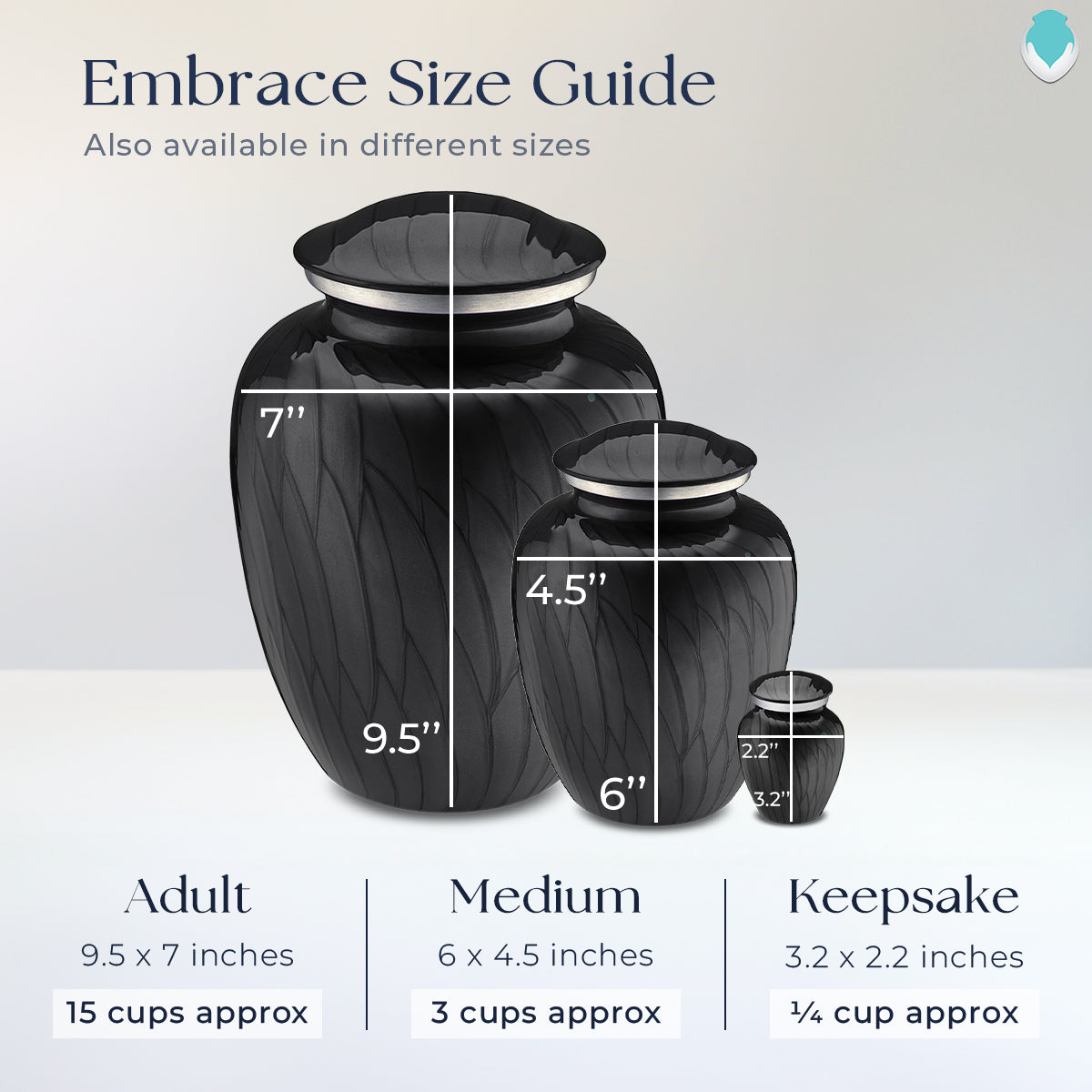 Medium Embrace Pearl Black Portrait Cremation Urn