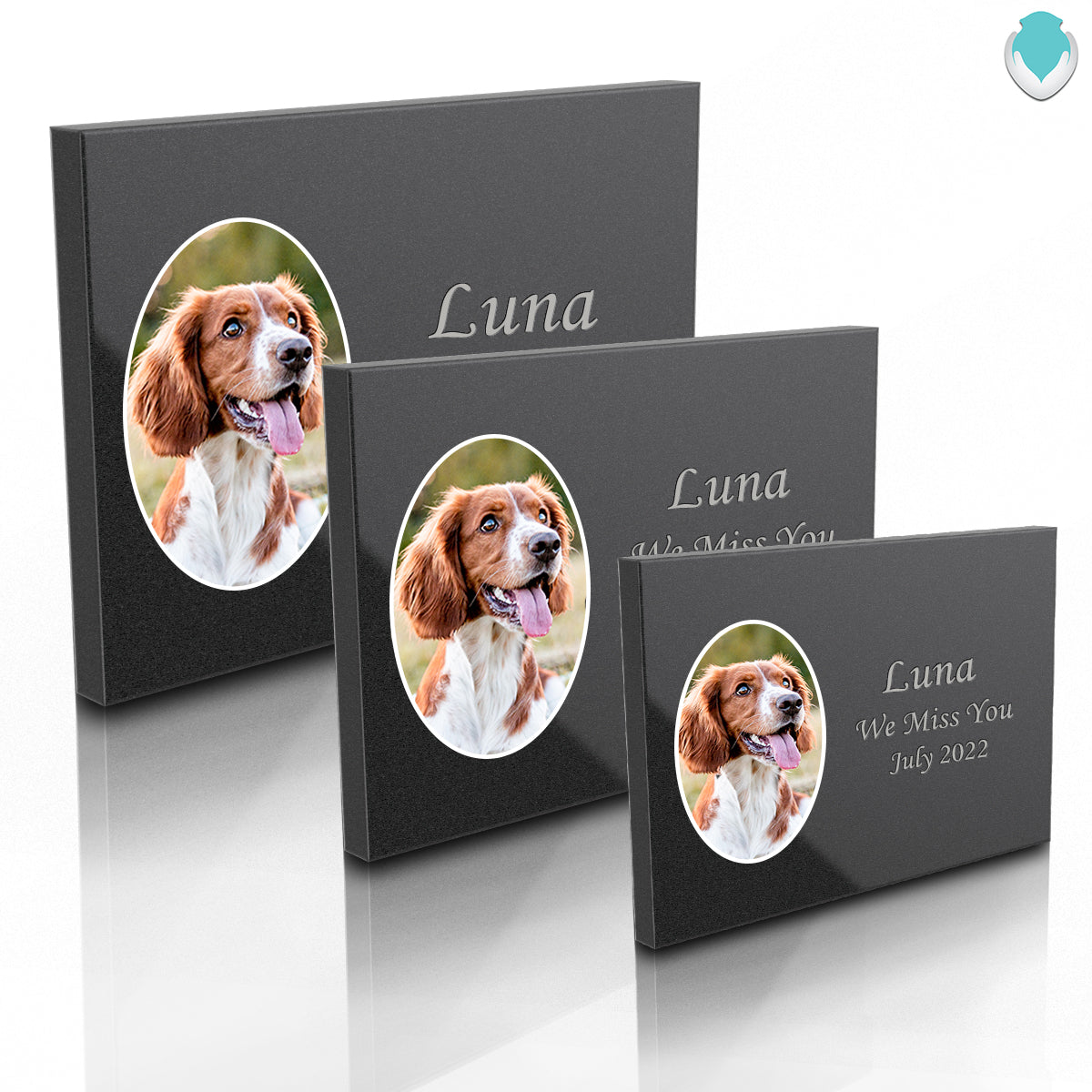 Custom Printed Pet Portrait Black Granite Plaque - Horizontal