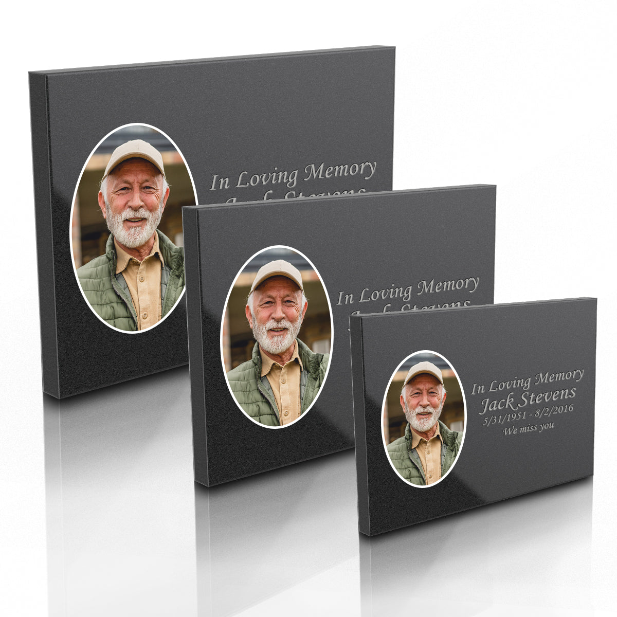 Custom Printed Portrait Black Granite Plaque - Horizontal