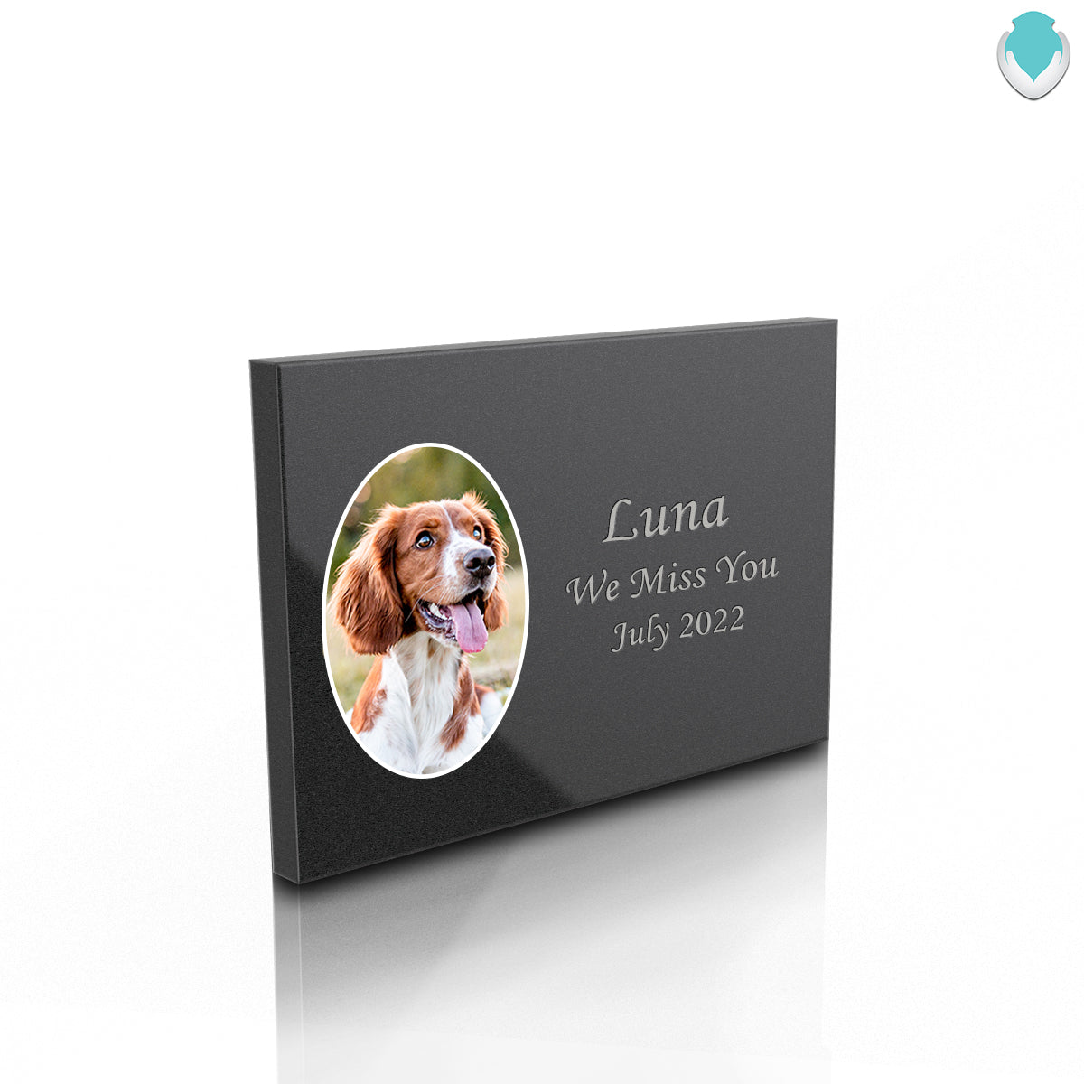 Custom Printed Pet Portrait Black Granite Plaque - Horizontal