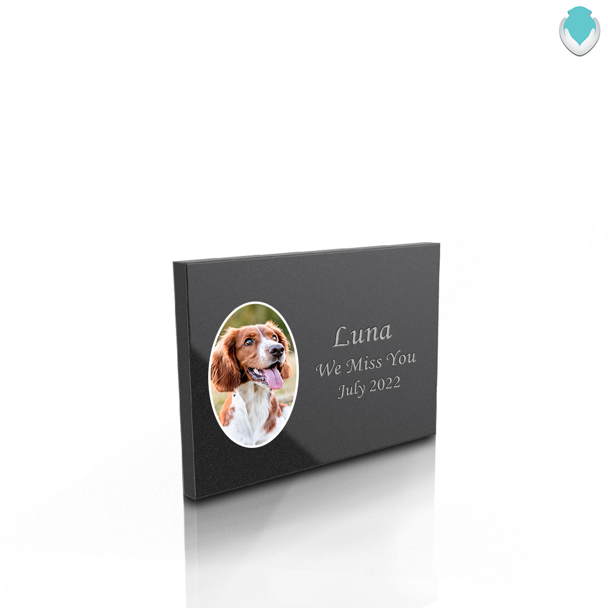 Custom Printed Pet Portrait Black Granite Plaque - Horizontal