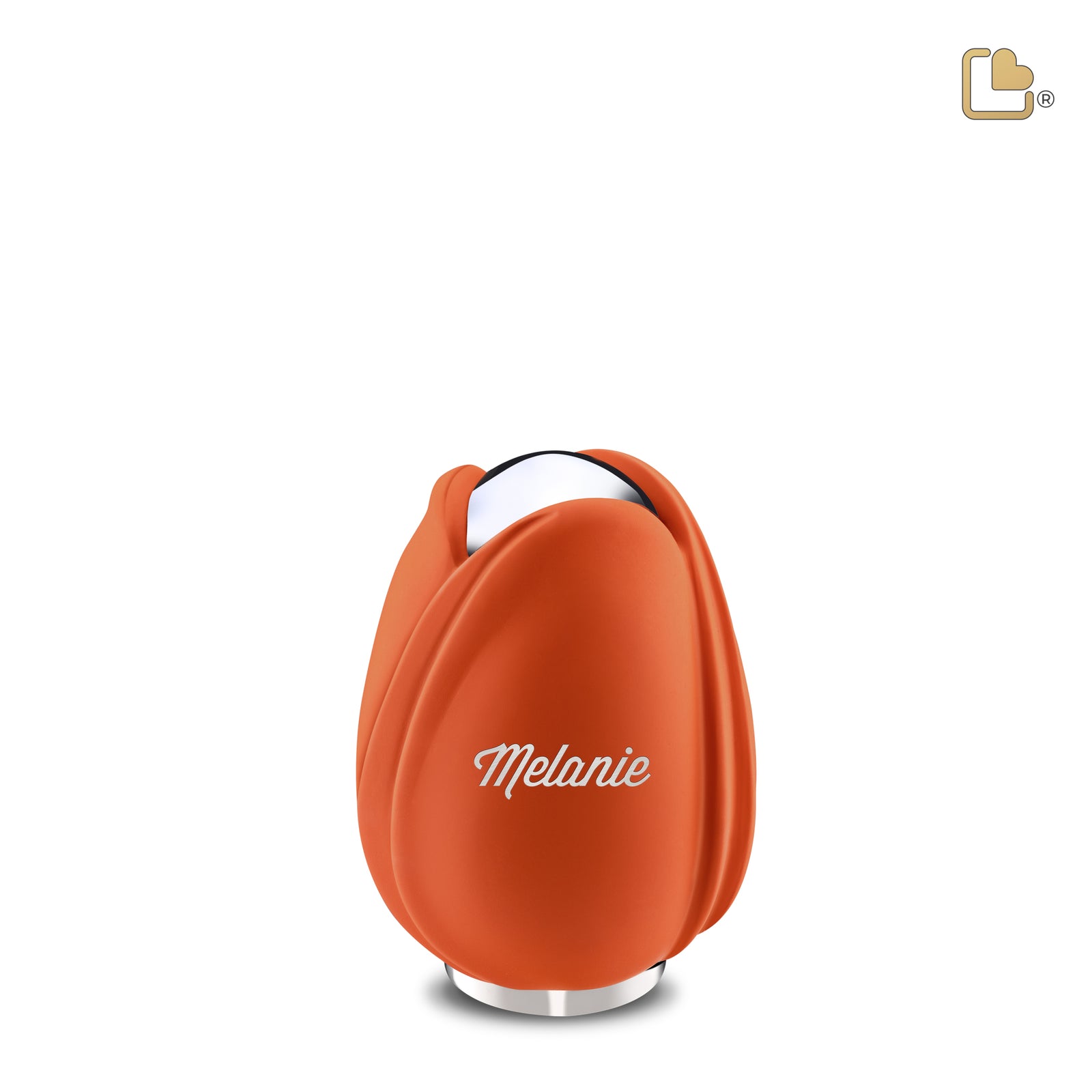 Tulip Keepsake Urn Orange & Polished Silver