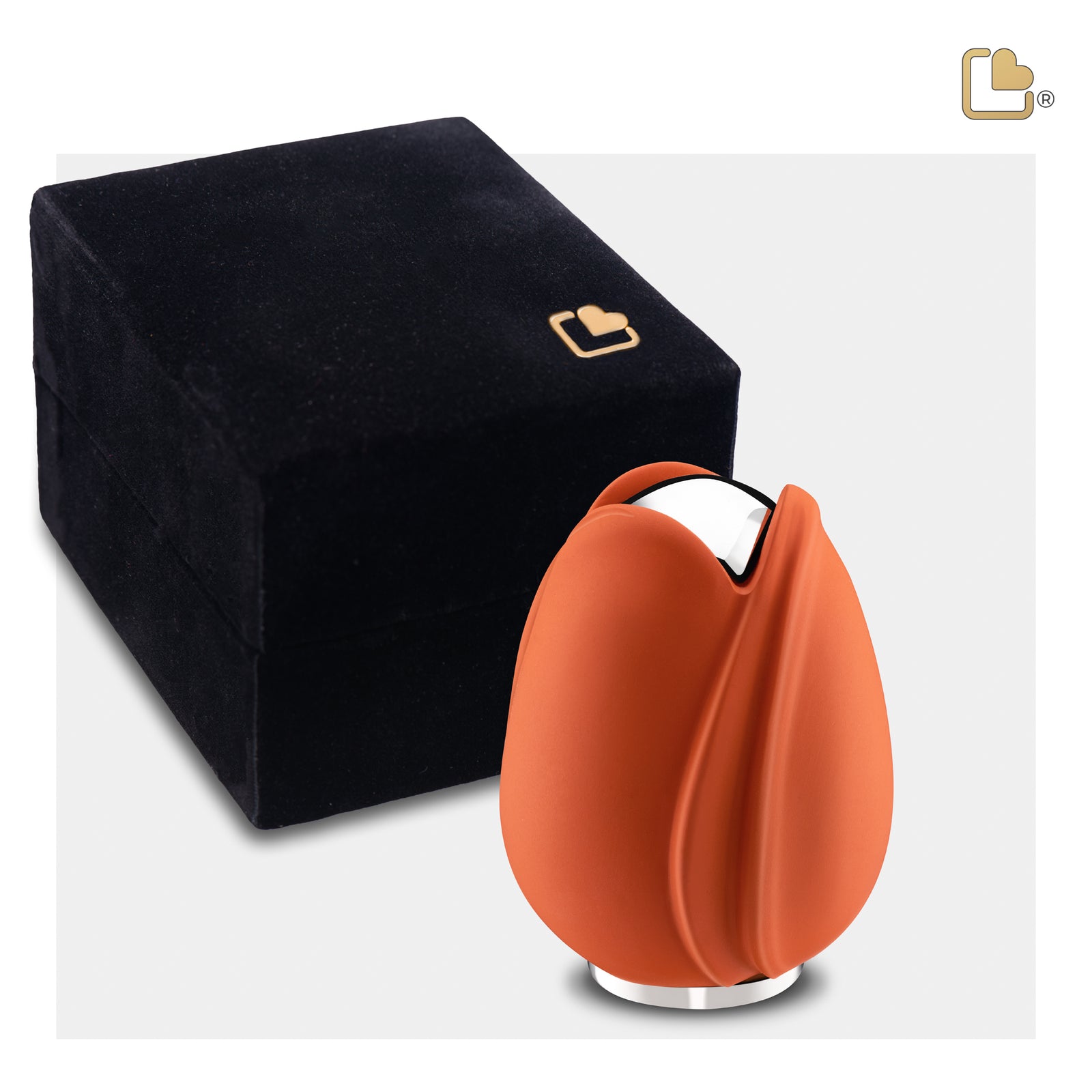 Tulip Keepsake Urn Orange & Polished Silver