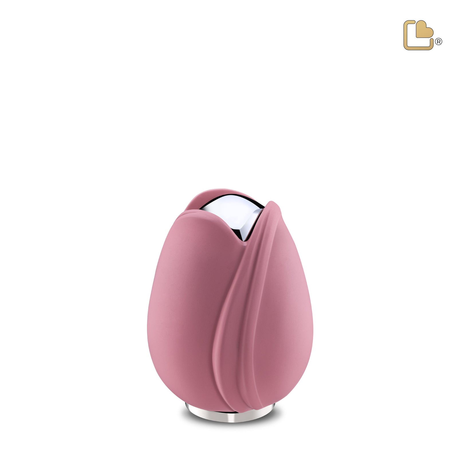 Tulip Keepsake Urn Pink & Polished Silver