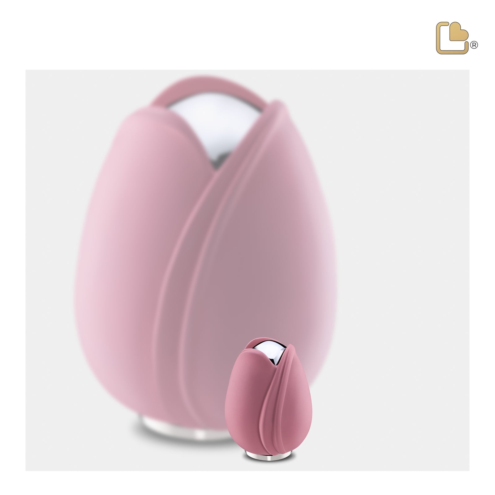 Tulip Keepsake Urn Pink & Polished Silver