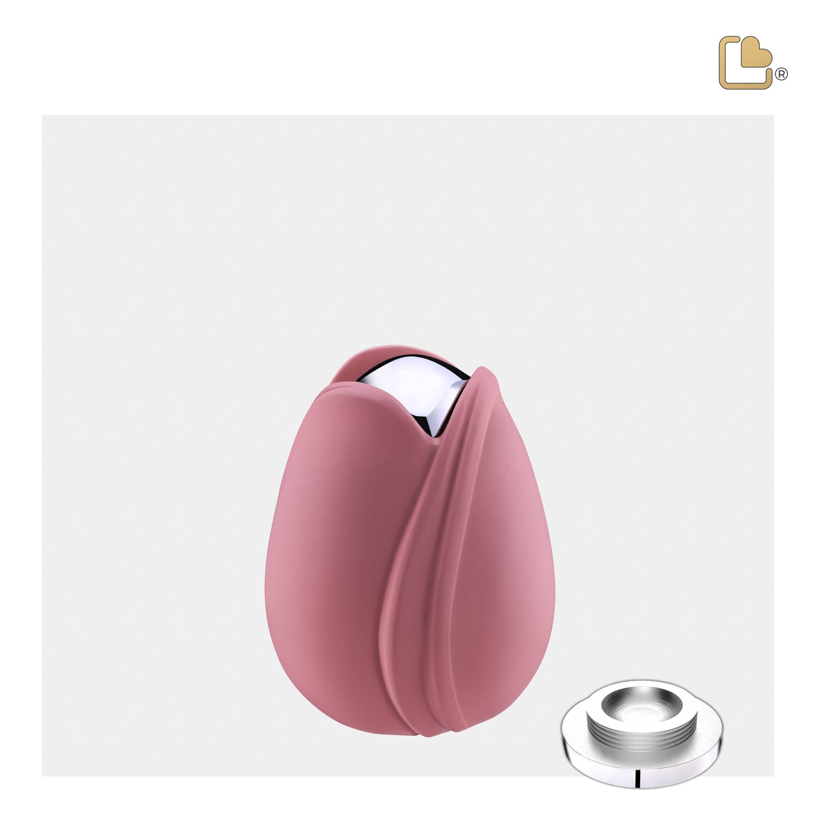Tulip Keepsake Urn Pink & Polished Silver