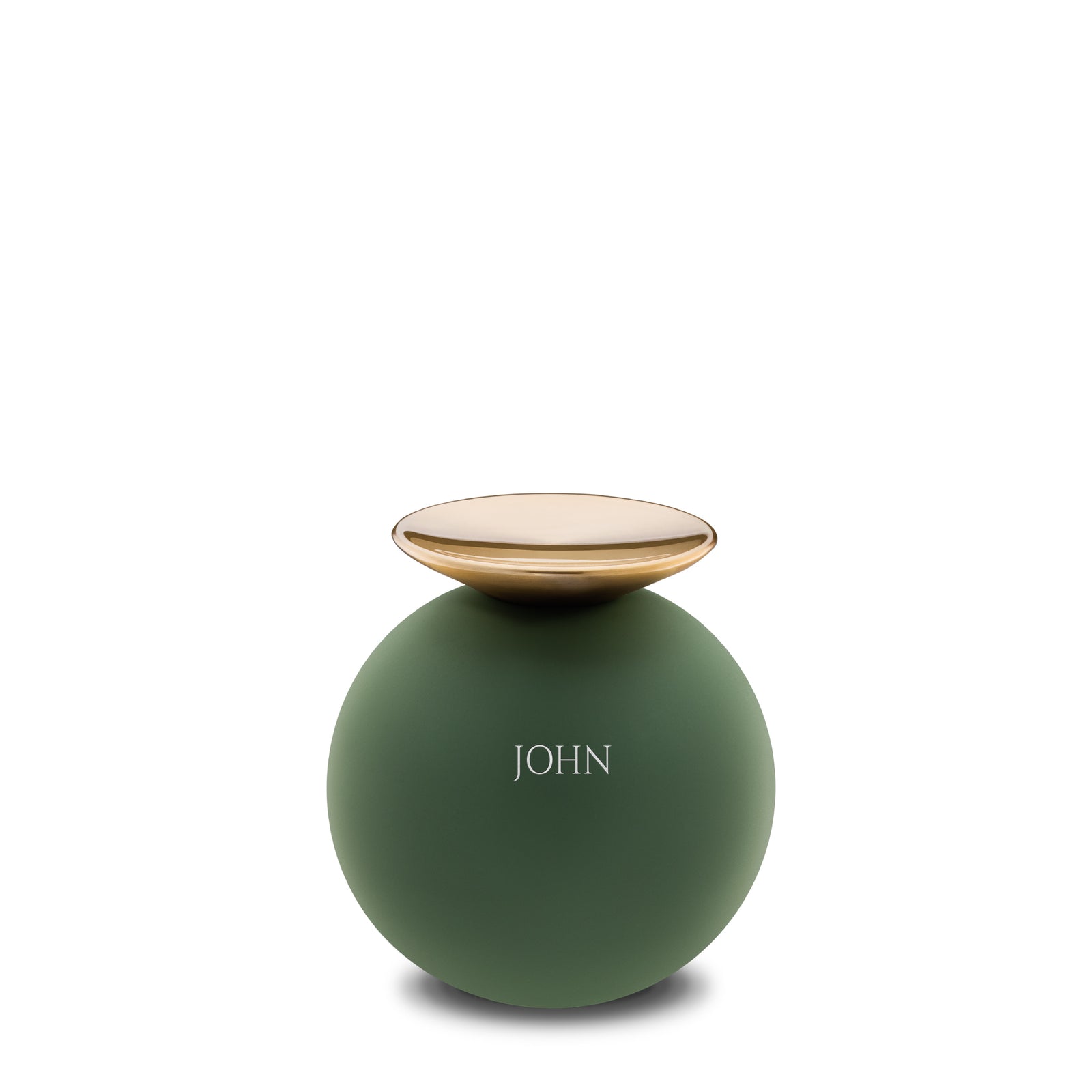 Crescent Sphere Keepsake Urn Sage Green & Brushed Gold