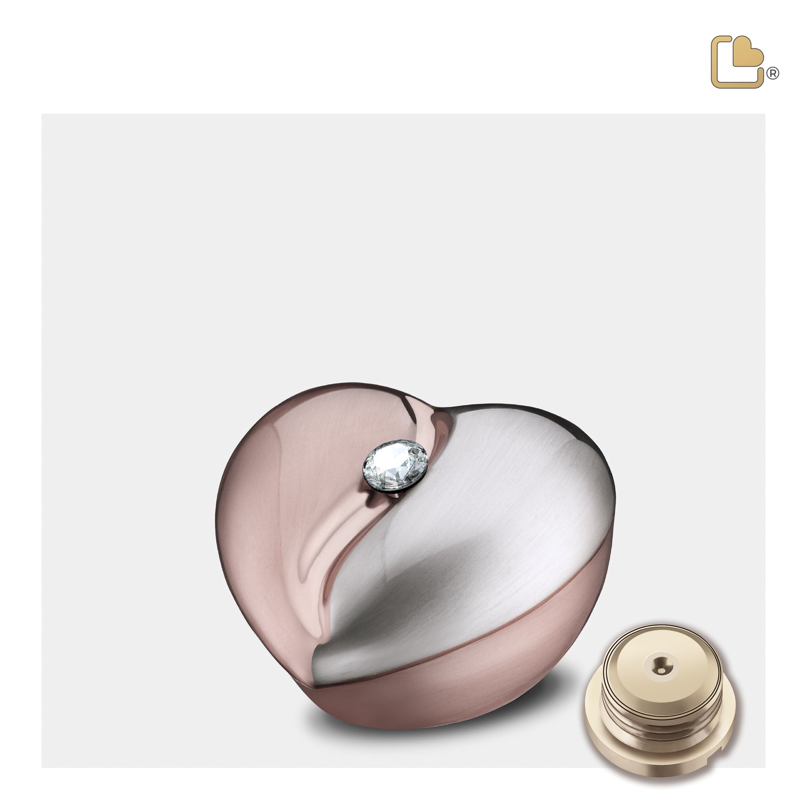 HeartFelt Keepsake Urn Brushed RoseGold With Crystal