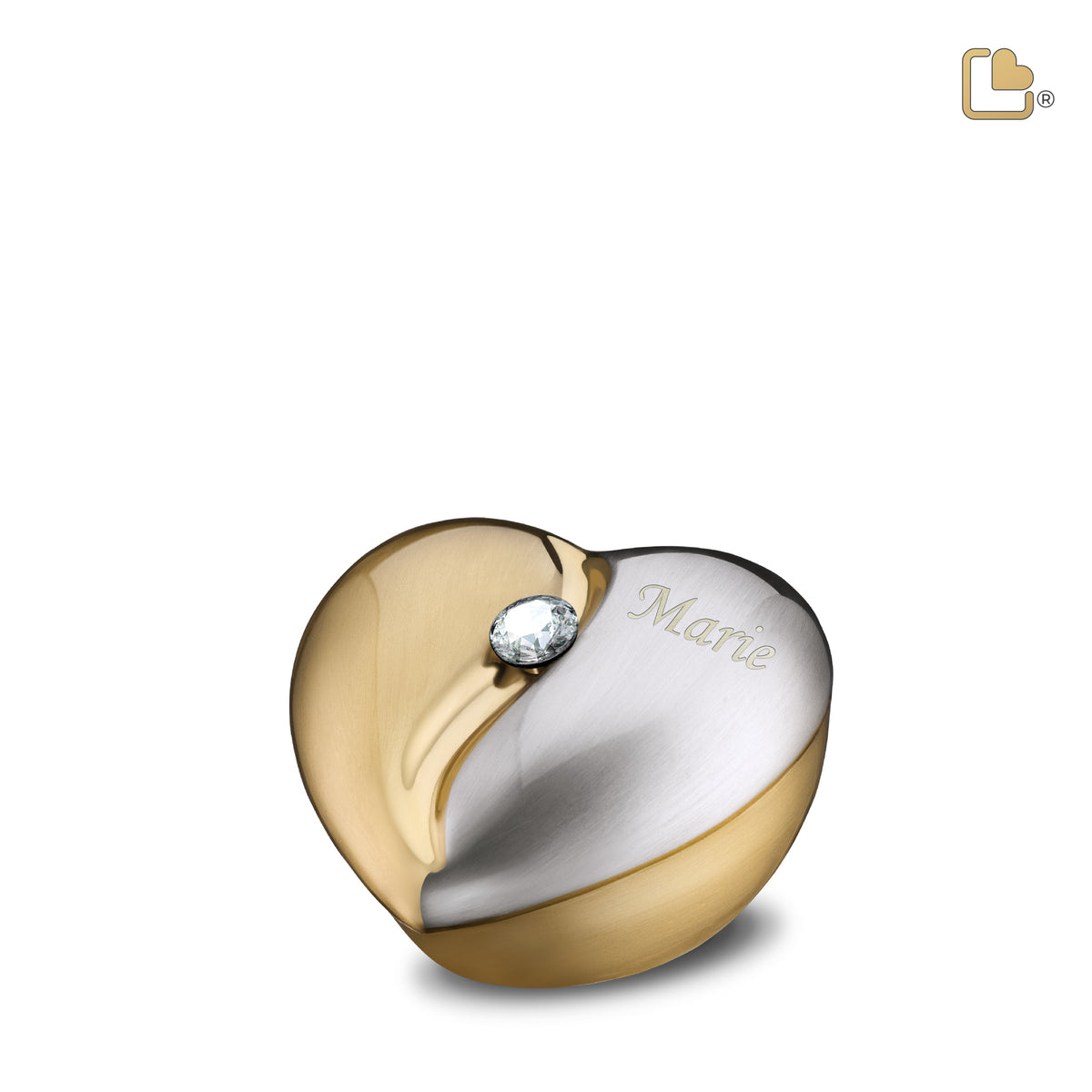 HeartFelt Keepsake Urn Brushed Gold With Crystal