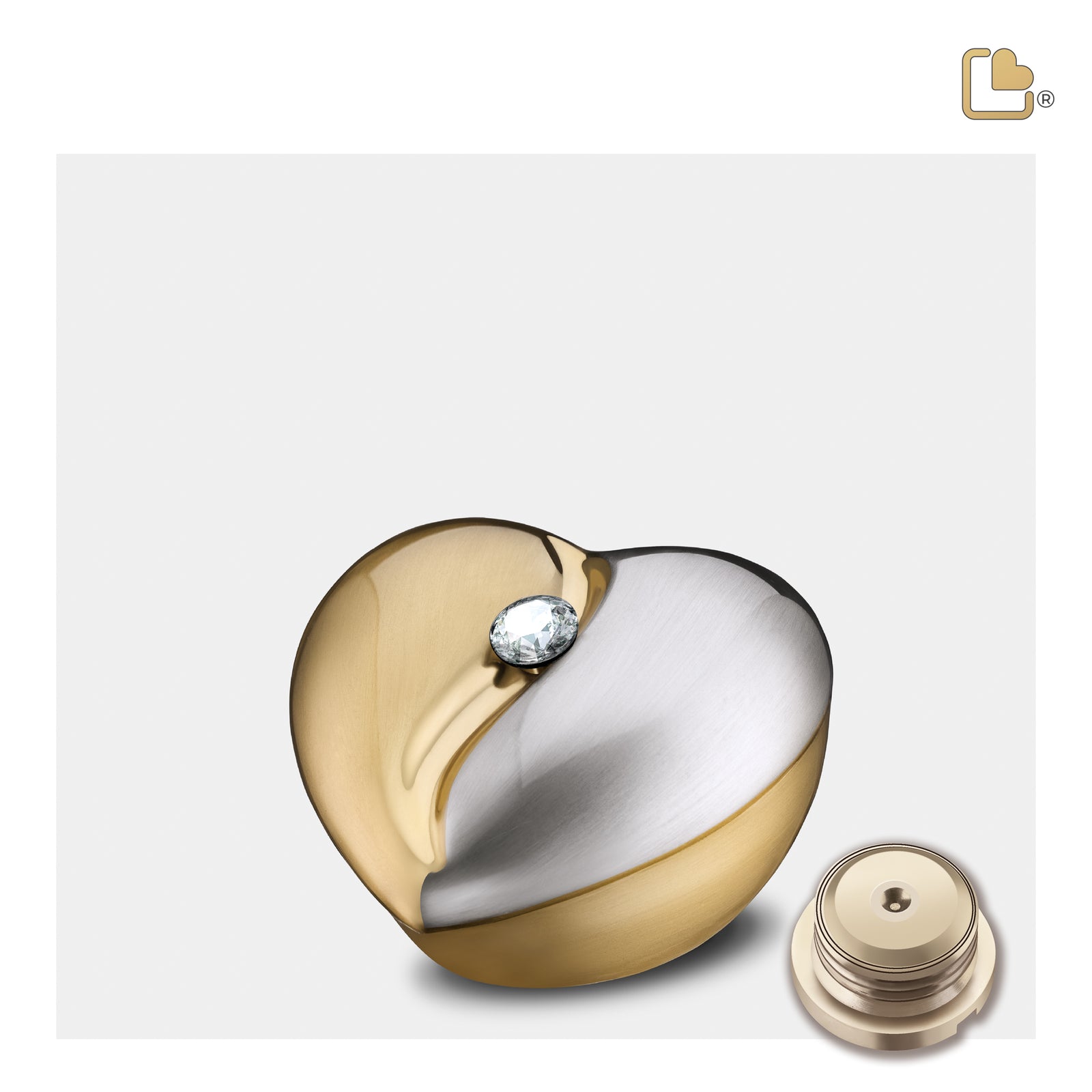 HeartFelt Keepsake Urn Brushed Gold With Crystal