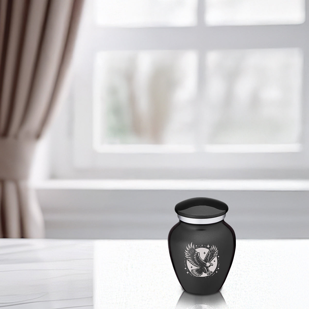 Keepsake Embrace Charcoal Black Flying Eagle Cremation Urn