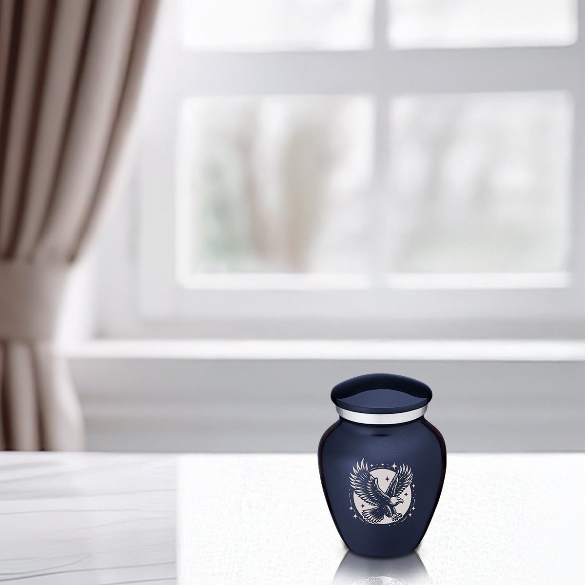 Keepsake Embrace Cobalt Blue Flying Eagle Cremation Urn