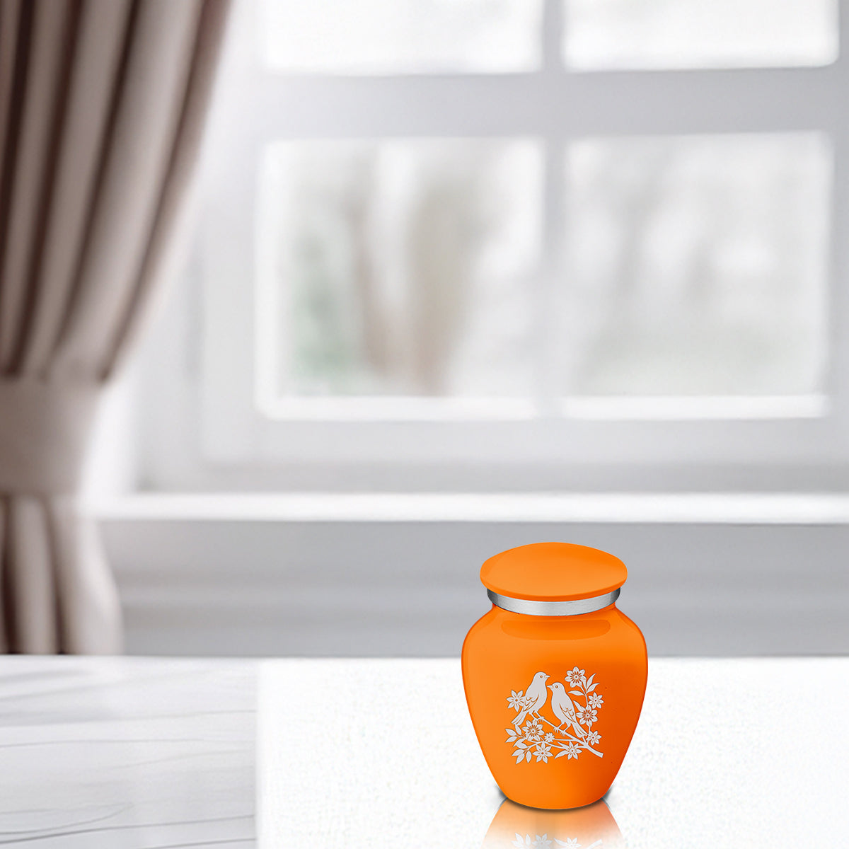 Keepsake Embrace Burnt Orange Songbirds Cremation Urn
