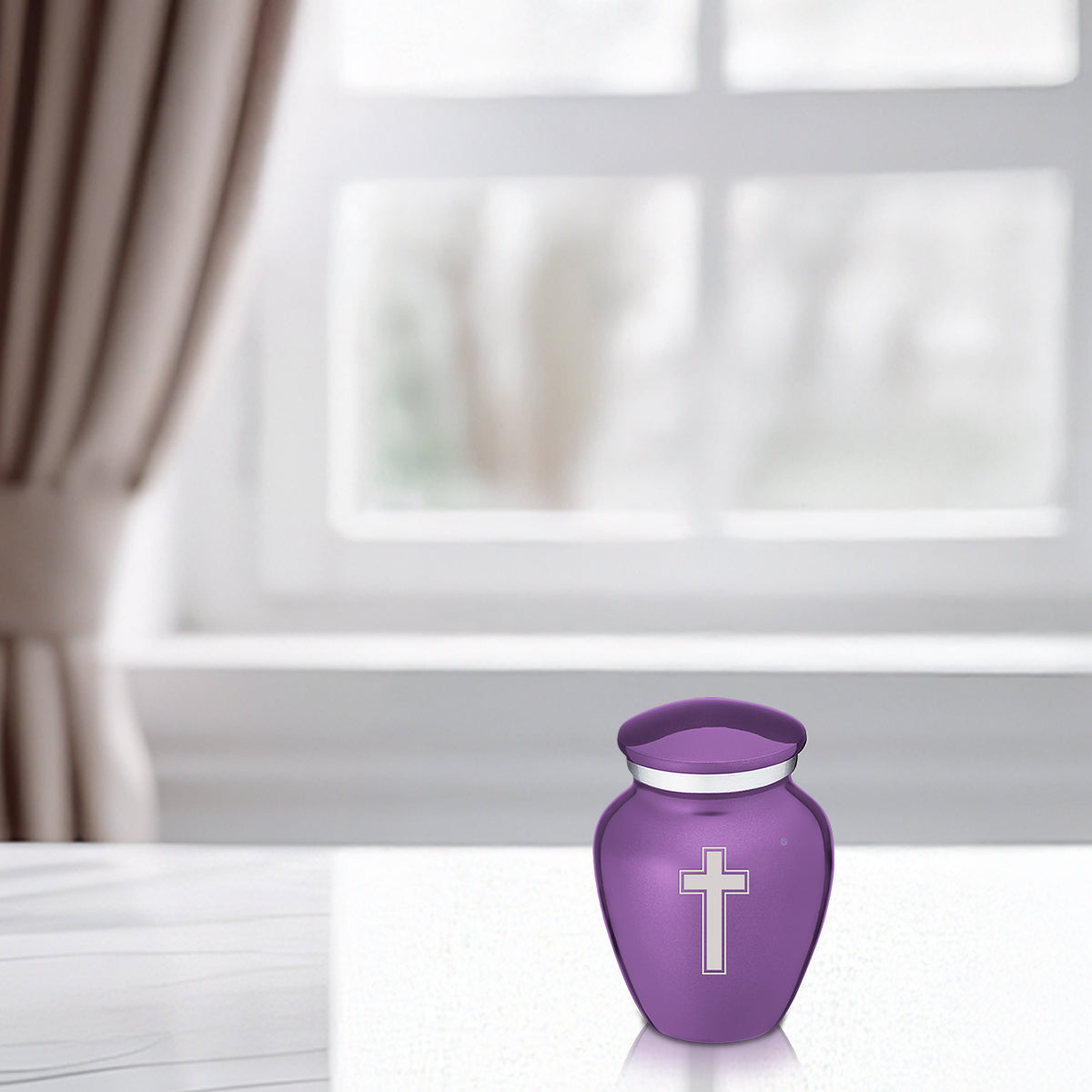 Keepsake Embrace Purple Simple Cross Cremation Urn
