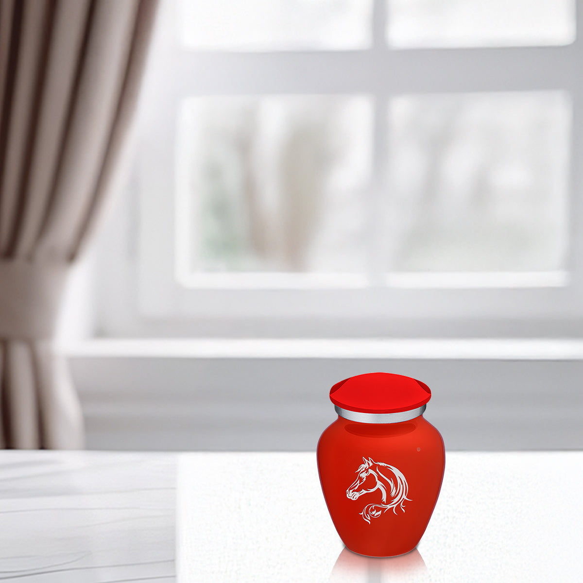 Keepsake Embrace Bright Red Horse Cremation Urn