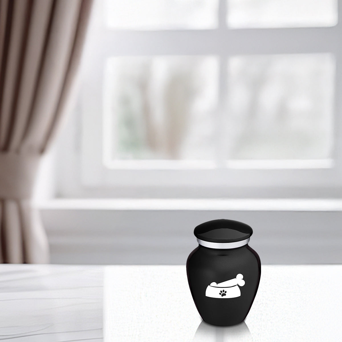 Keepsake Embrace Black Pet Dog Bone Cremation Urn