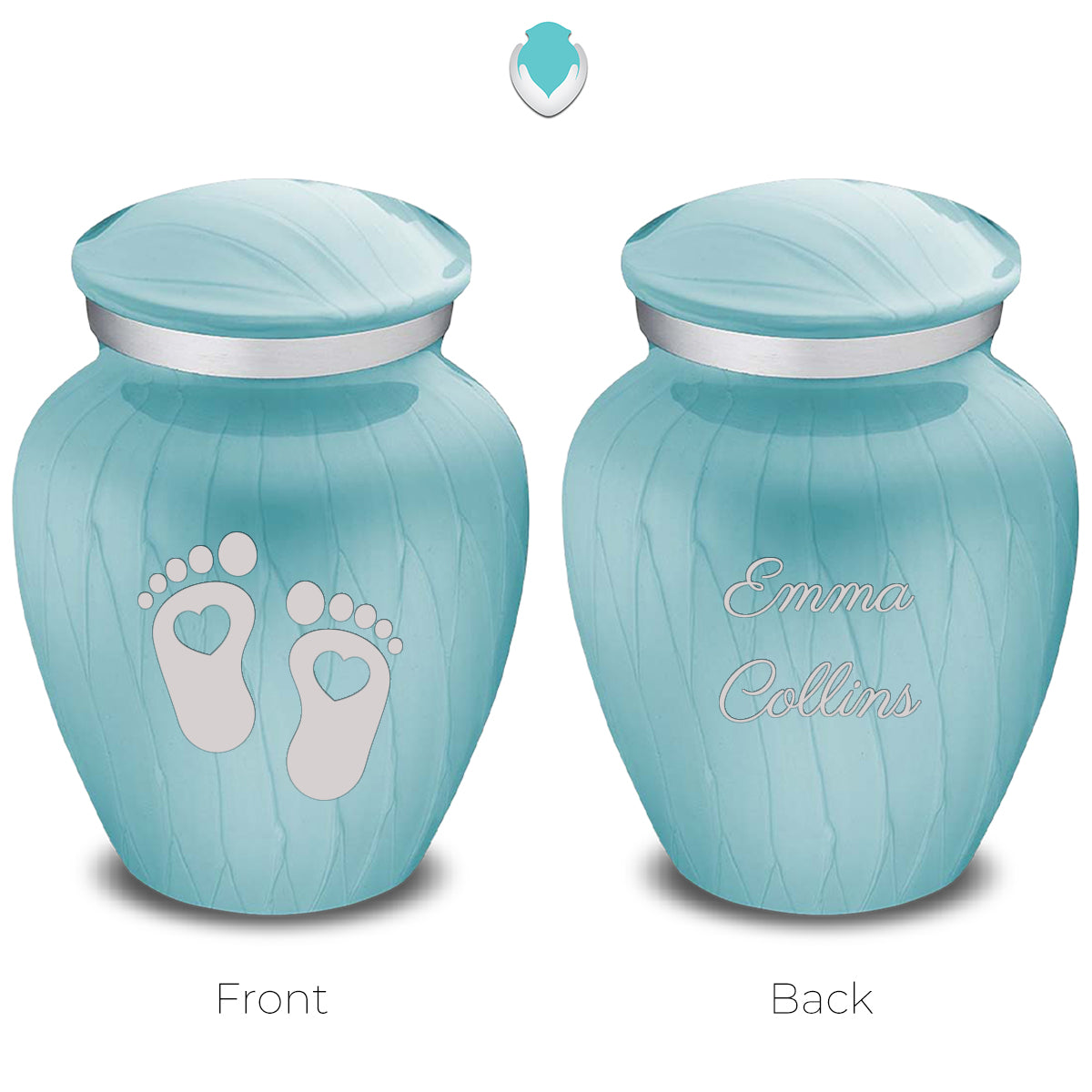 Keepsake Embrace Pearl Light Blue Loving Heart Feet Cremation Urn