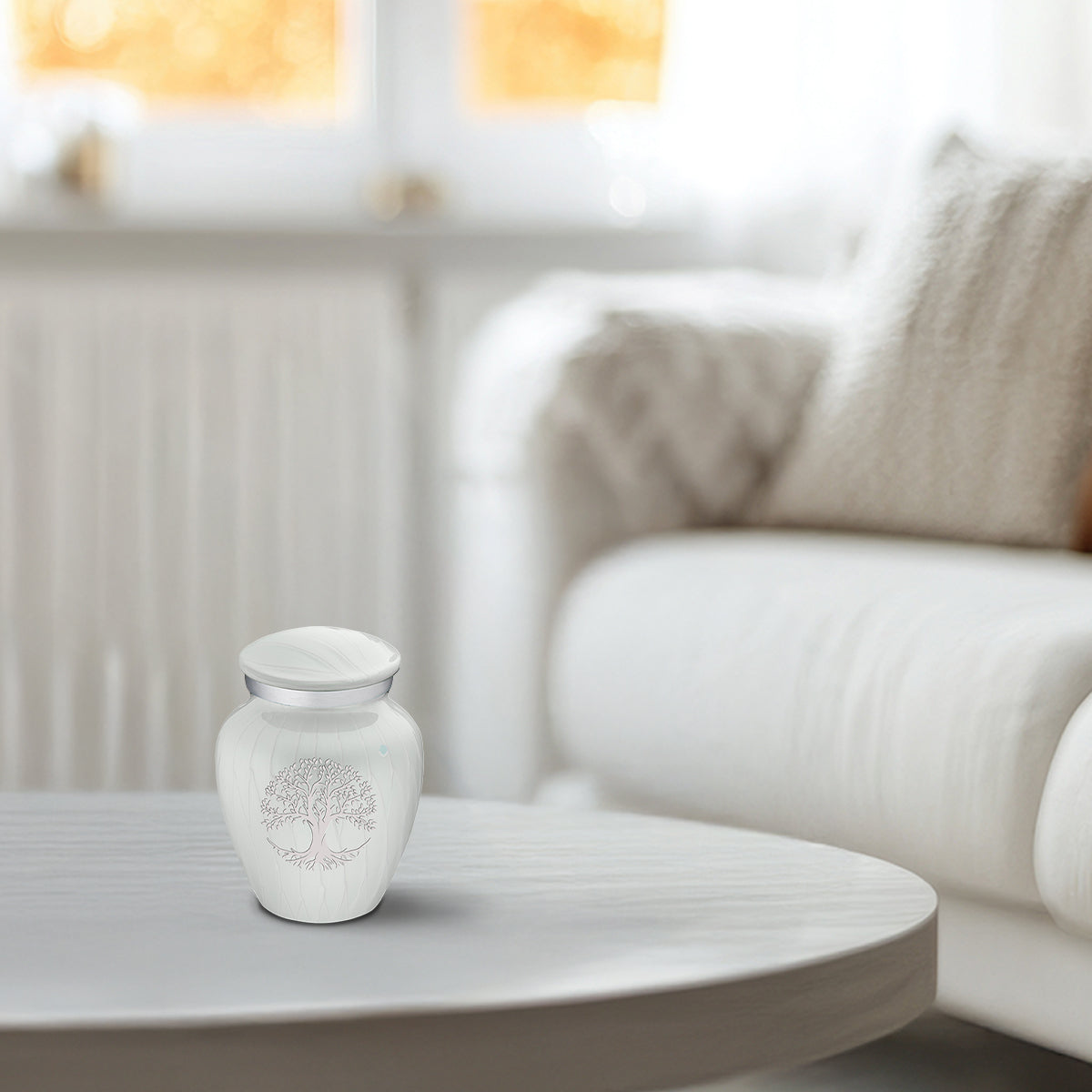 Keepsake Embrace Pearl White Tree of Life Cremation Urn
