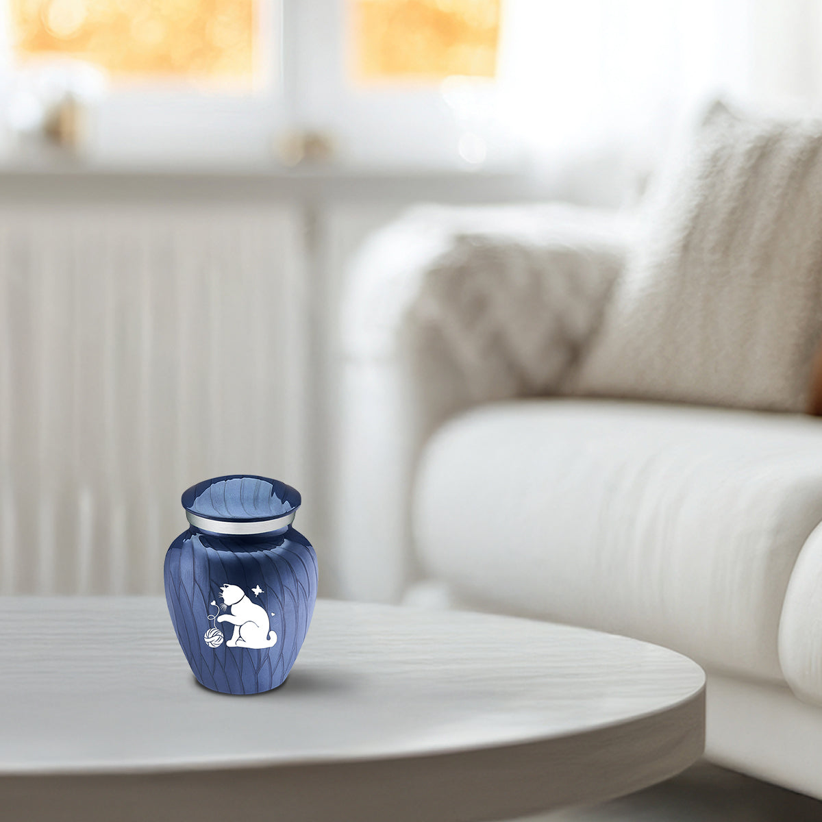 Keepsake Embrace Pearl Cobalt Blue Pet Fun Cat Cremation Urn