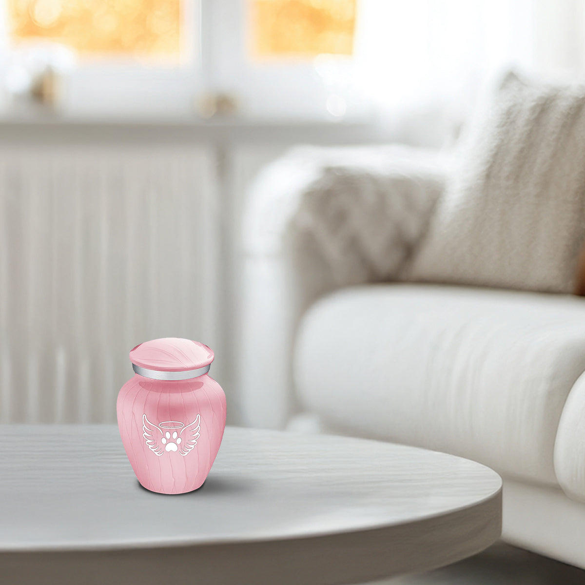 Keepsake Embrace Pearl Pink Pet Angel Wings Cremation Urn