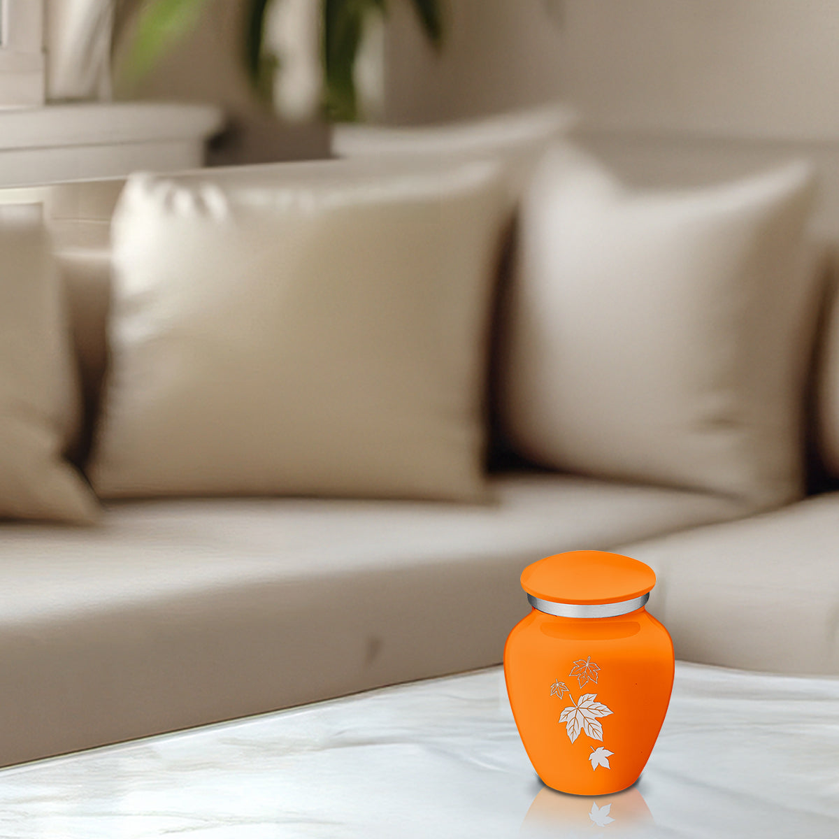 Keepsake Embrace Burnt Orange Falling Leaves Cremation Urn