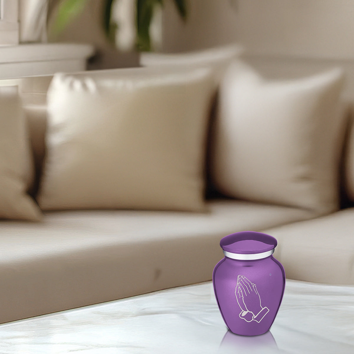 Keepsake Embrace Purple Praying Hands Cremation Urn