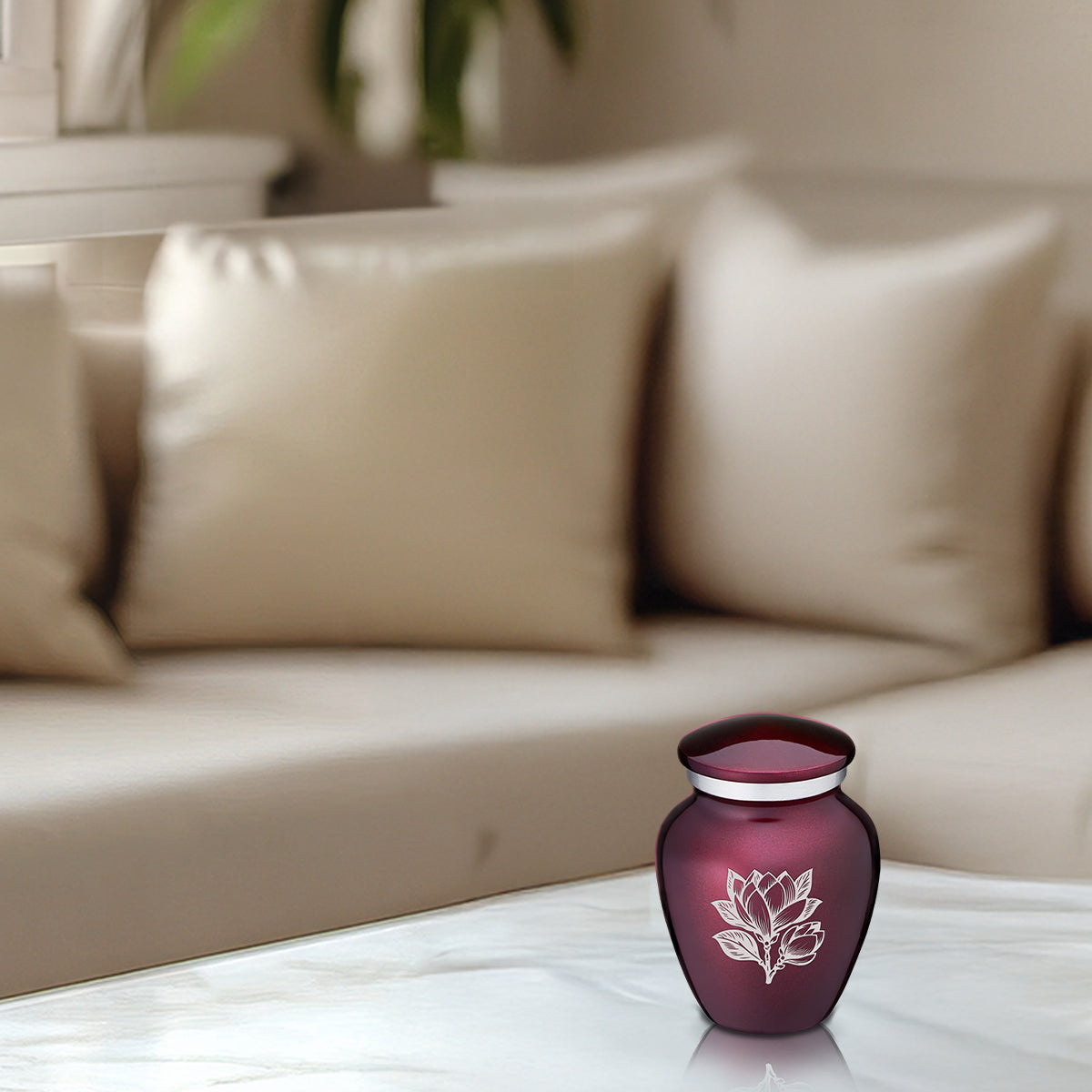 Keepsake Embrace Cherry Purple Magnolia Flower Cremation Urn