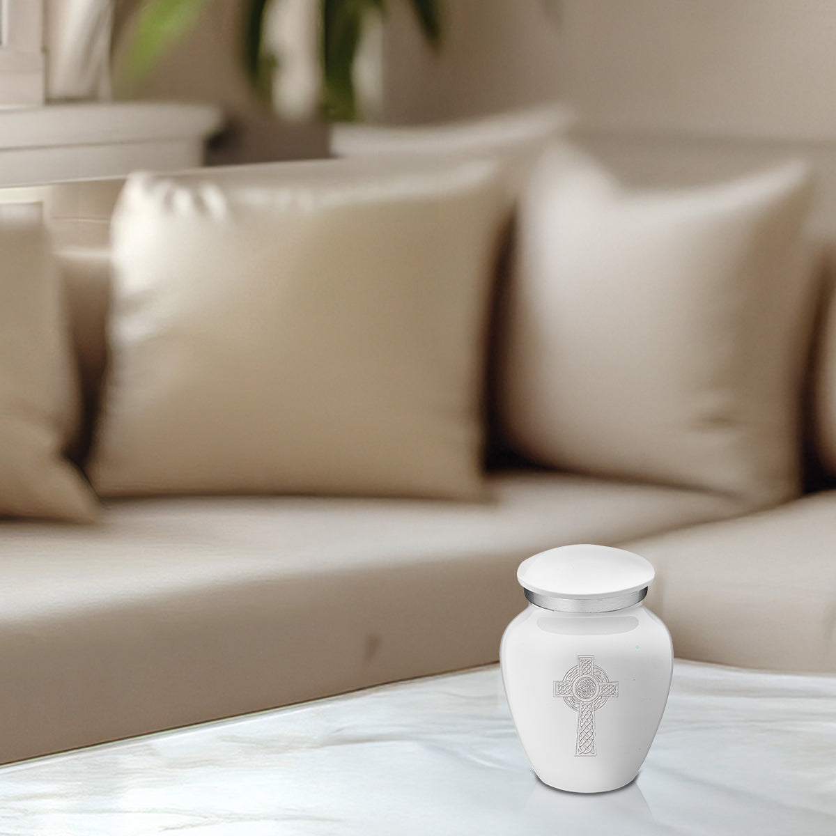 Keepsake Embrace White Celtic Cross Cremation Urn