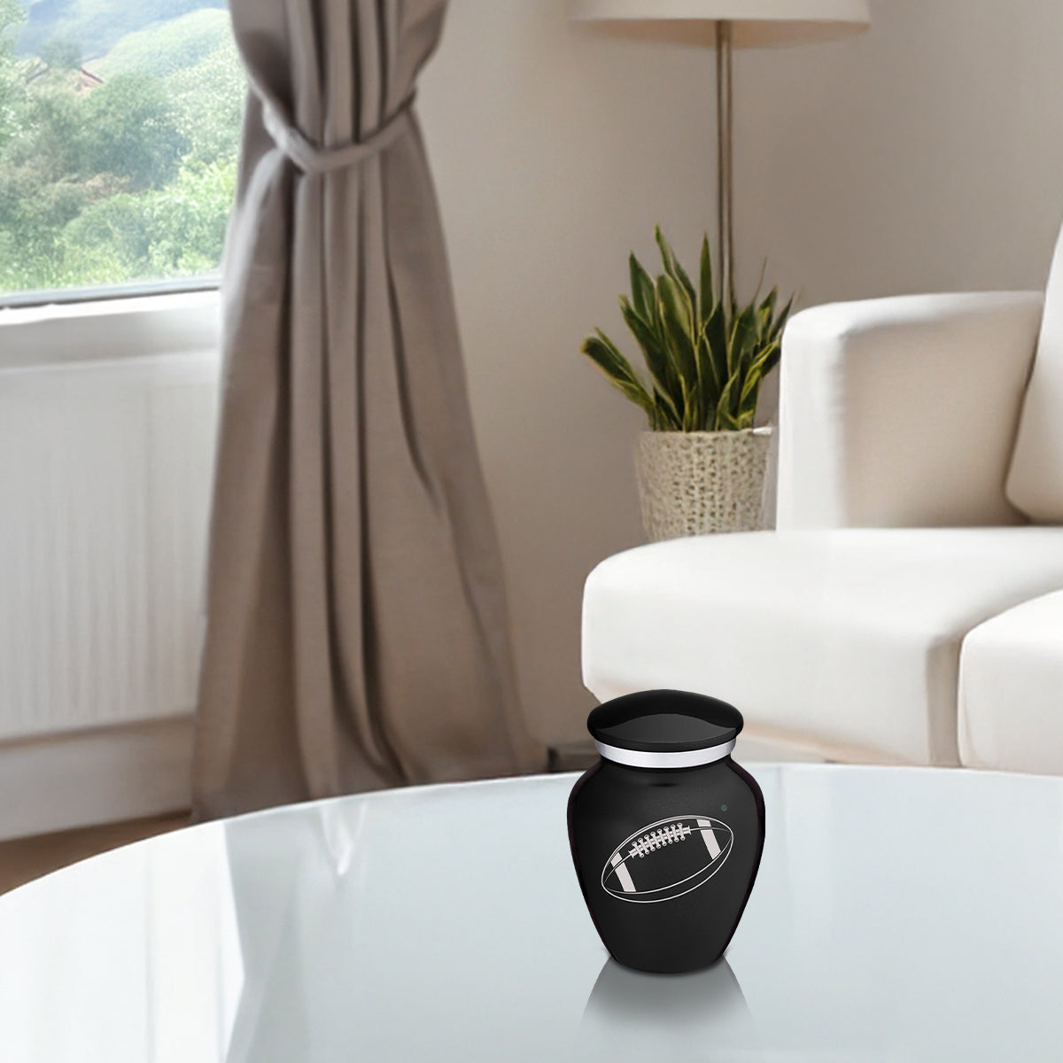 Keepsake Embrace Black Football Cremation Urn