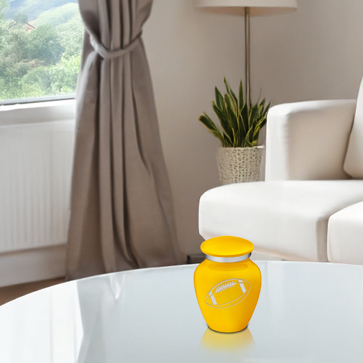 Keepsake Embrace Yellow Football Cremation Urn