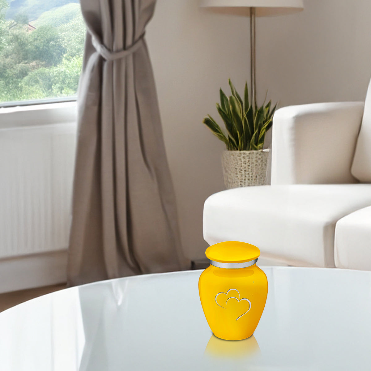 Keepsake Embrace Yellow Hearts Cremation Urn