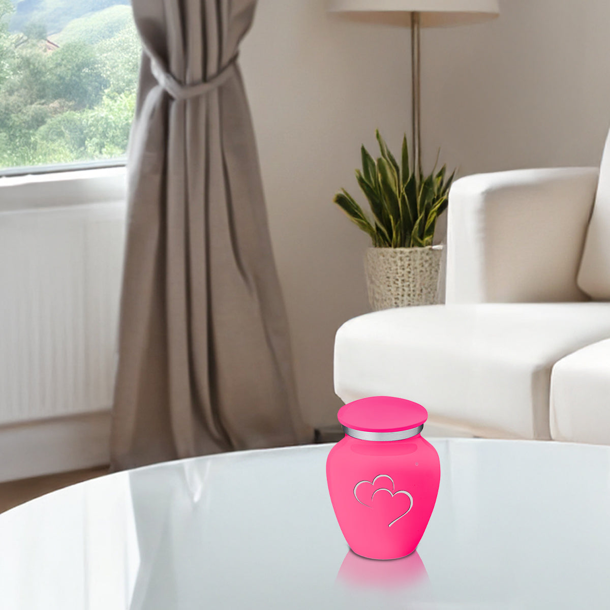 Keepsake Embrace Bright Pink Hearts Cremation Urn