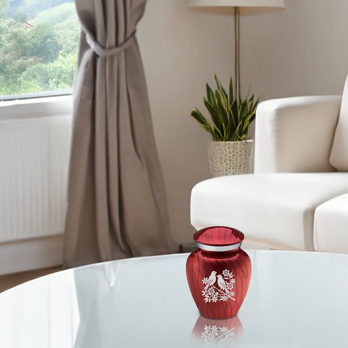 Keepsake Embrace Pearl Candy Red Songbirds Cremation Urn