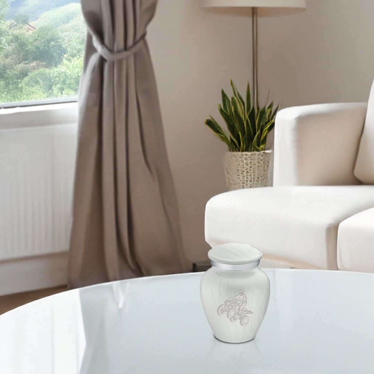 Keepsake Embrace Pearl White ATV Cremation Urn