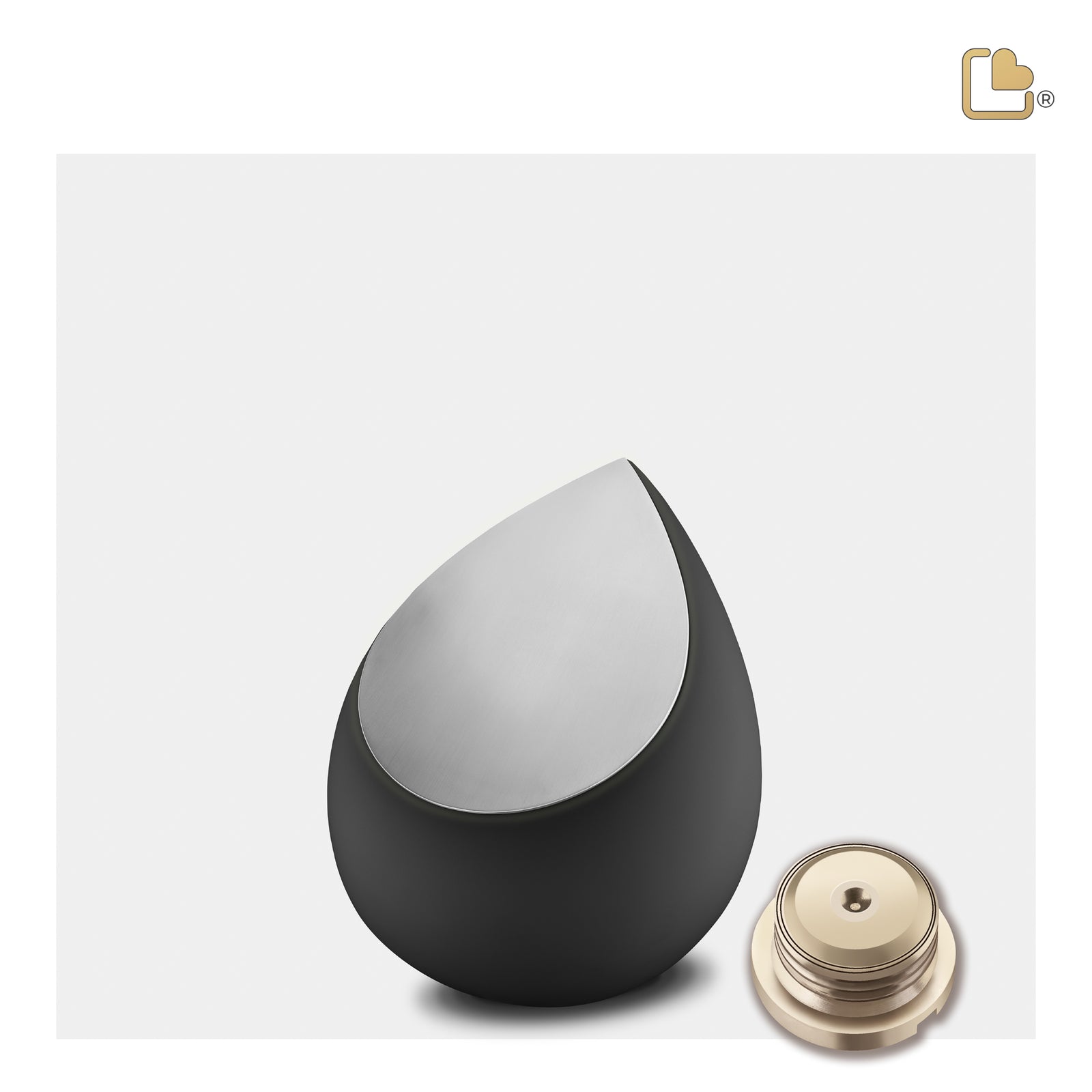 Drop Keepsake Urn Black & Brushed Pewter