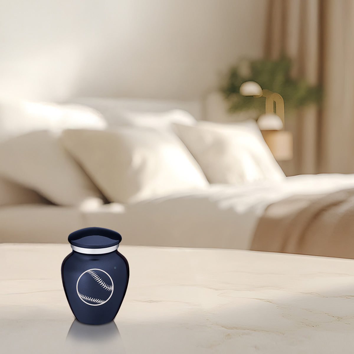 Keepsake Embrace Cobalt Blue Baseball Cremation Urn