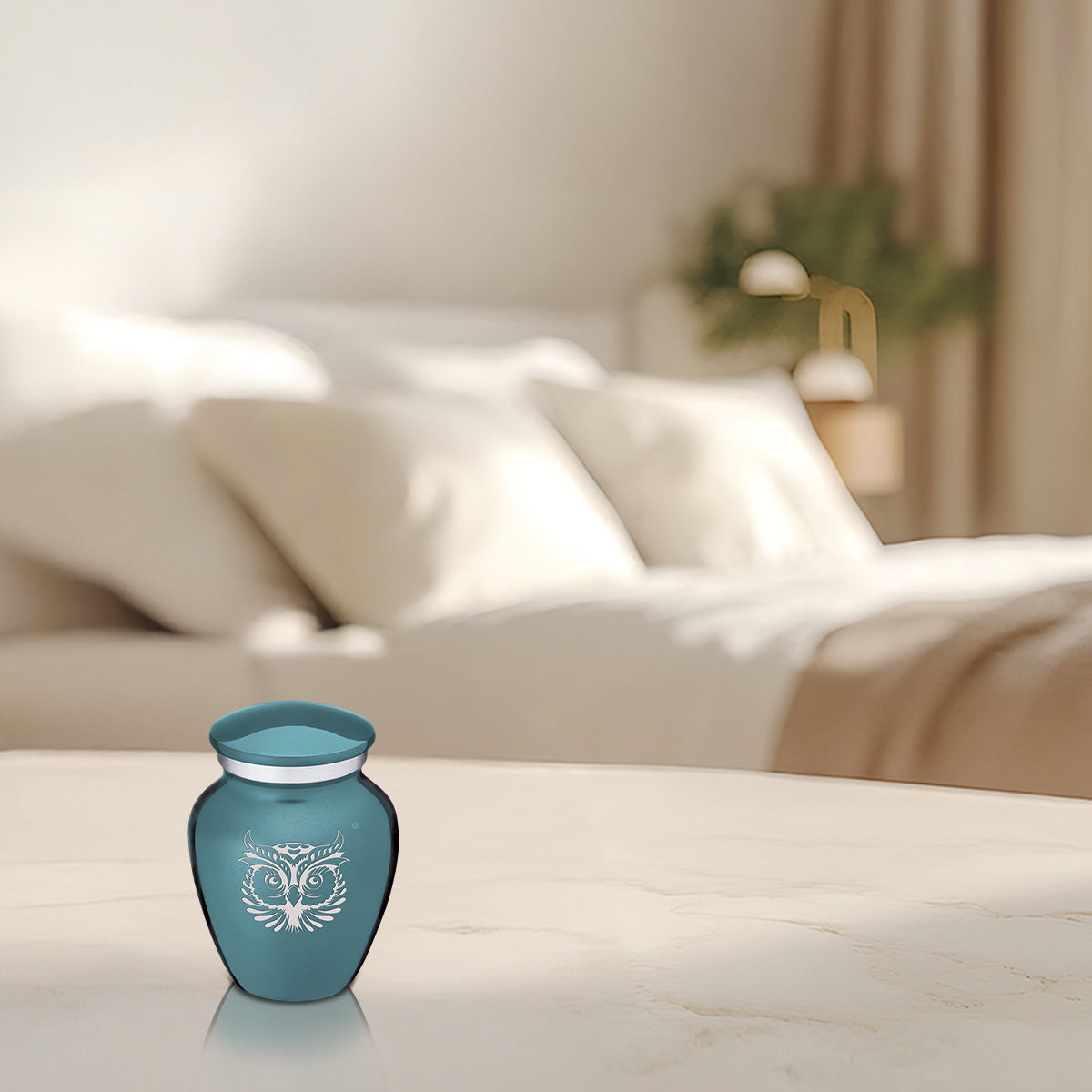 Keepsake Embrace Teal Owl Cremation Urn