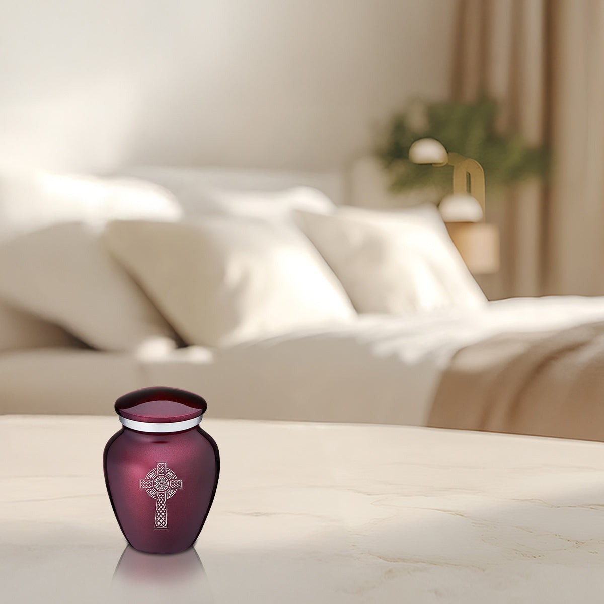 Keepsake Embrace Cherry Purple Celtic Cross Cremation Urn