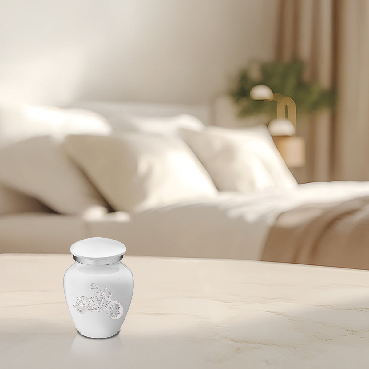 Keepsake Embrace White Motorcycle Cremation Urn
