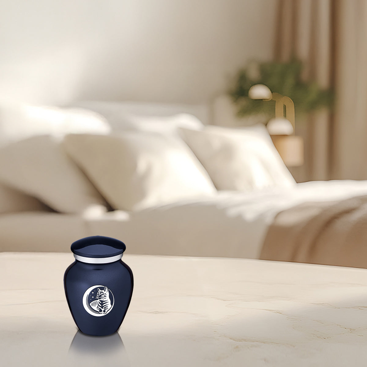 Keepsake Embrace Cobalt Blue Pet Cute Cat Cremation Urn