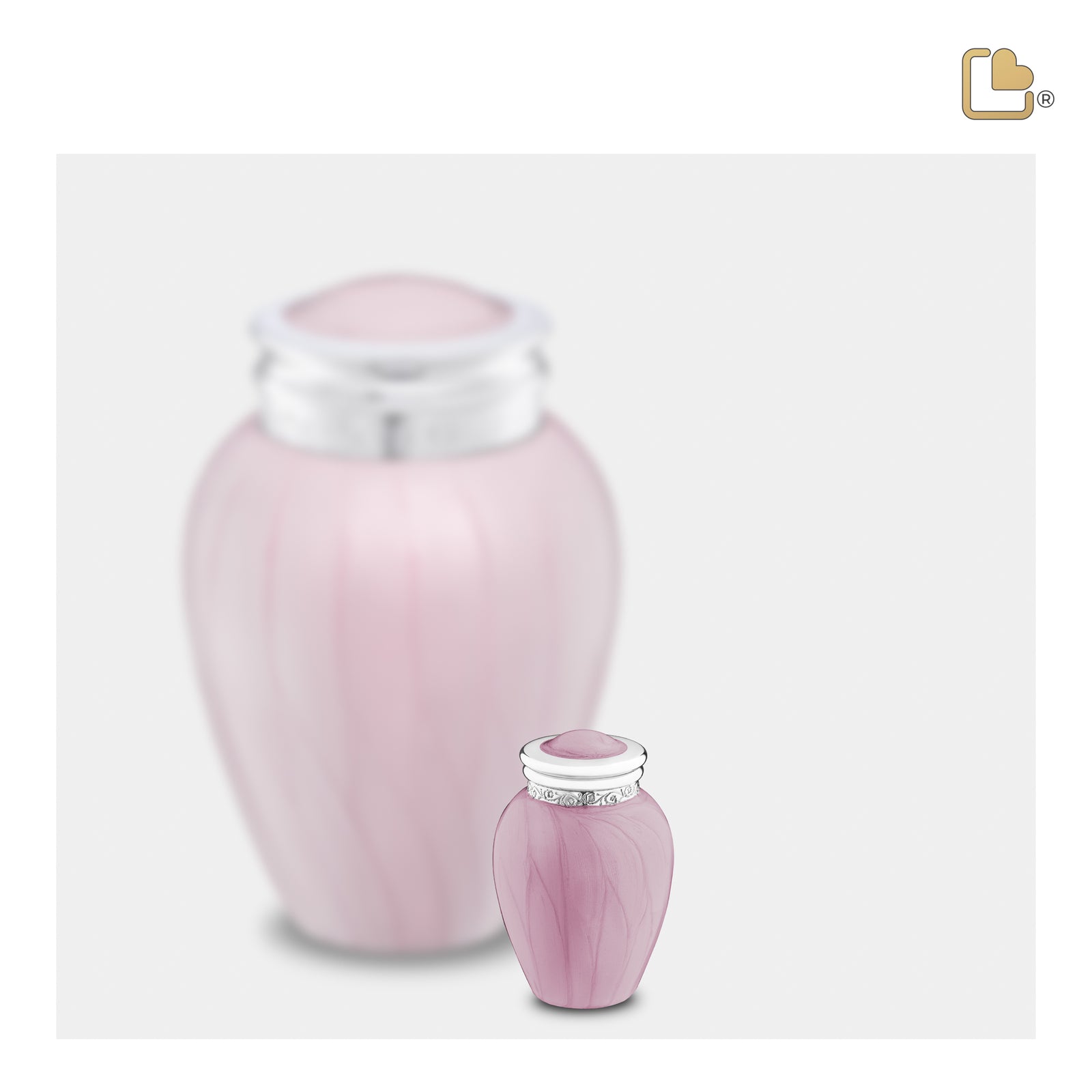 Blessing Keepsake Urn Pearl Pink & Polished Silver