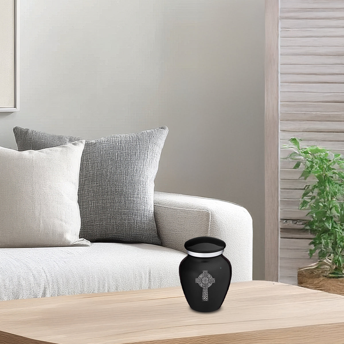 Keepsake Embrace Black Celtic Cross Cremation Urn