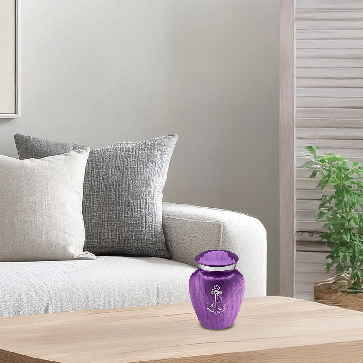 Keepsake Embrace Pearl Purple Anchor Cremation Urn
