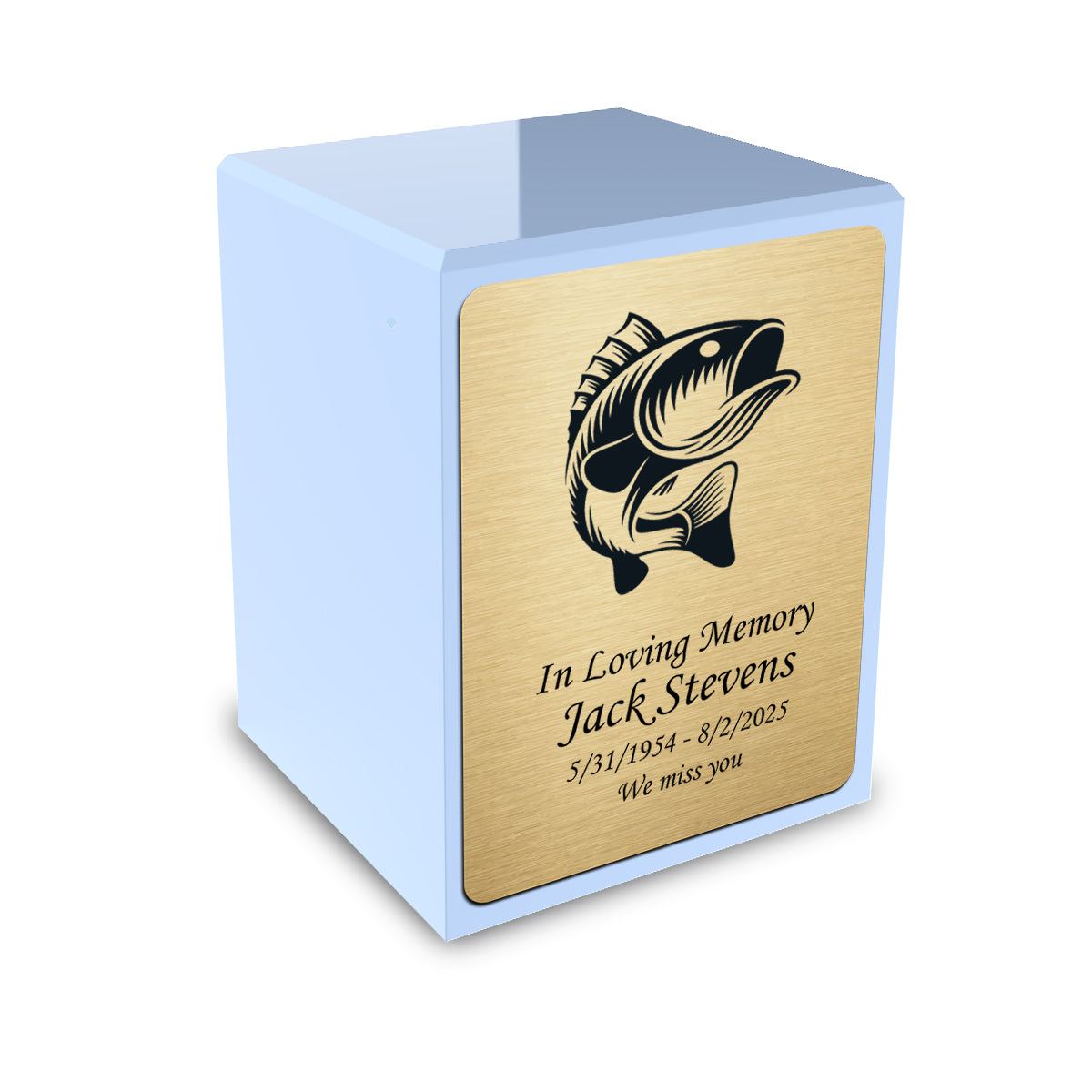Custom Engraved Heritage Light Blue Small Cremation Urn Memorial Box for Ashes