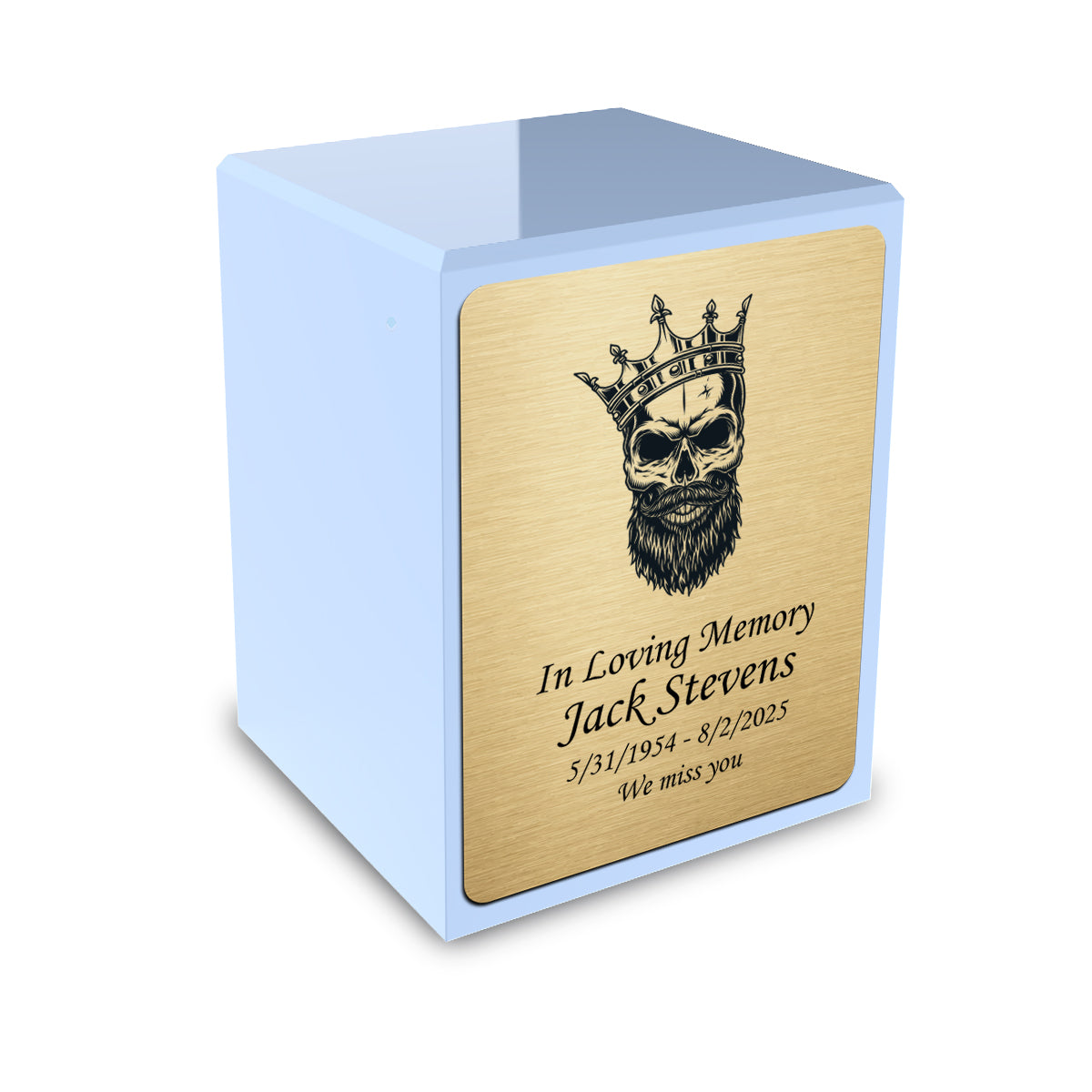 Custom Engraved Heritage Light Blue Small Cremation Urn Memorial Box for Ashes
