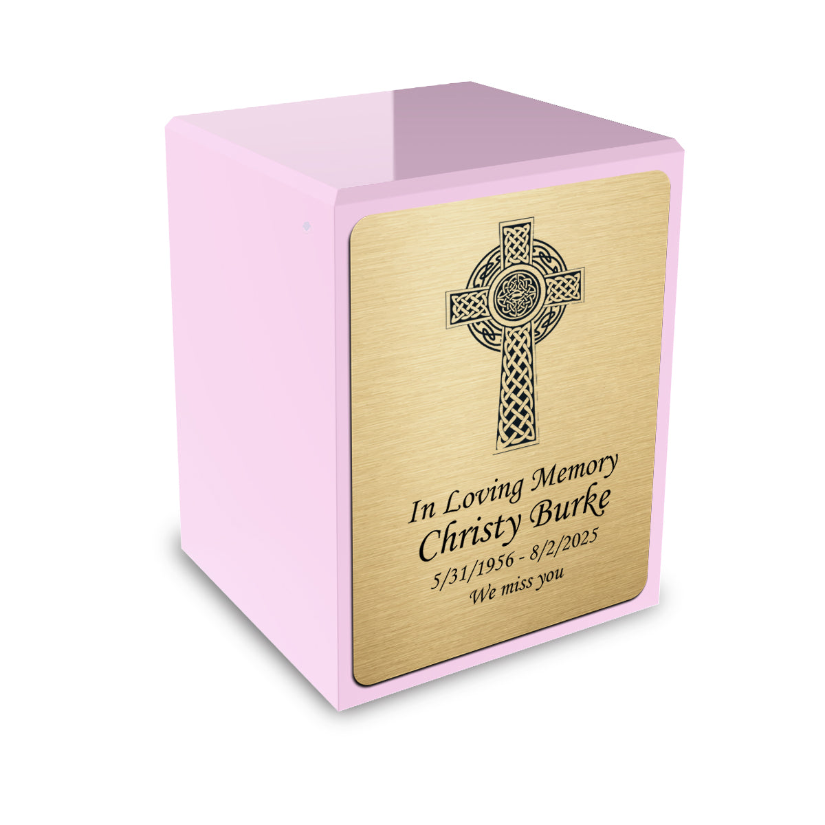Custom Engraved Heritage Light Pink Small Cremation Urn Memorial Box for Ashes