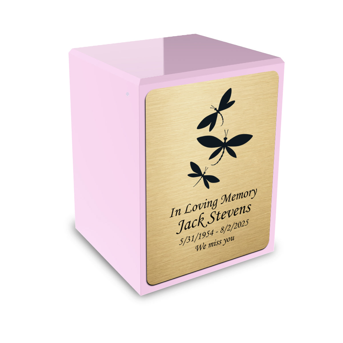 Custom Engraved Heritage Light Pink Small Cremation Urn Memorial Box for Ashes