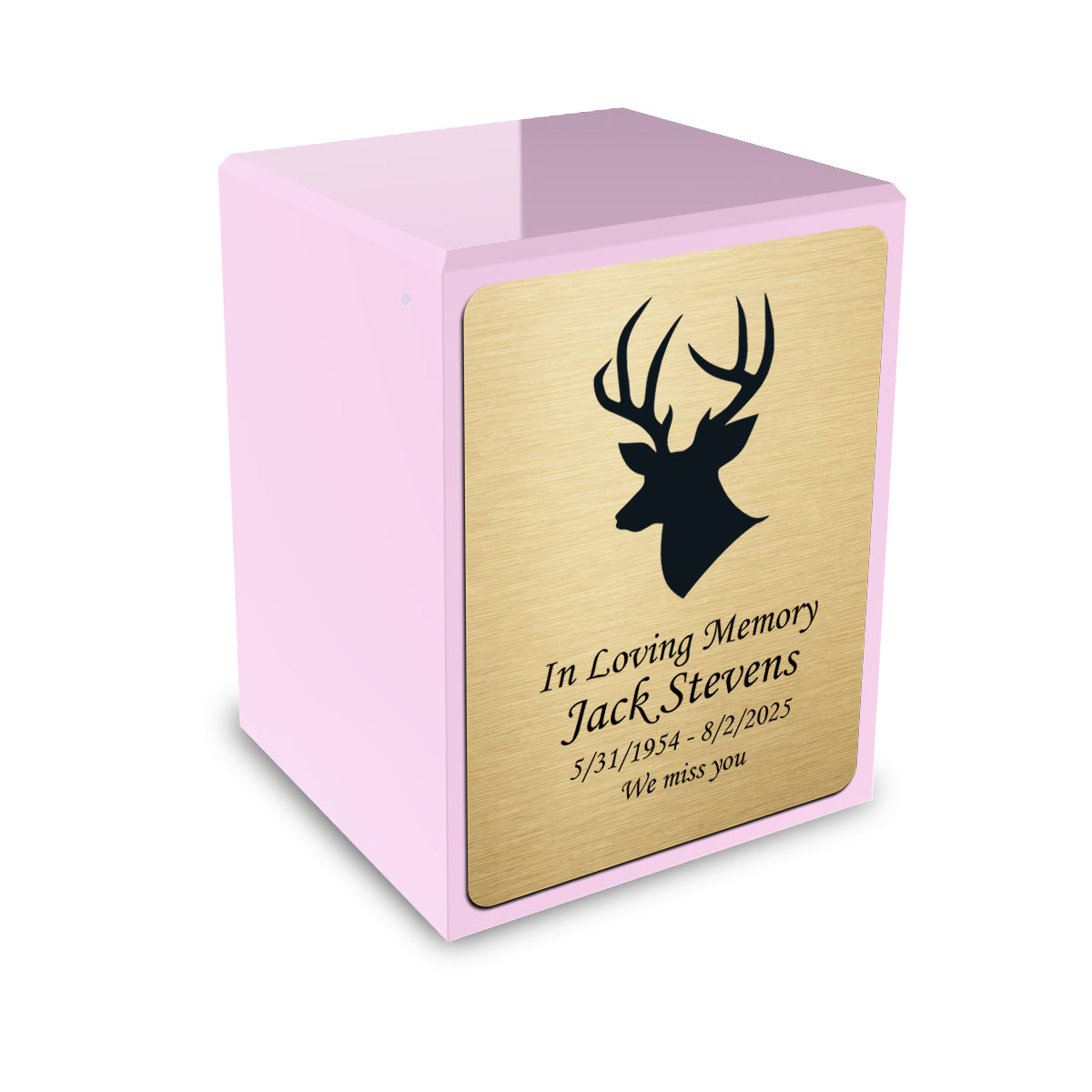 Custom Engraved Heritage Light Pink Small Cremation Urn Memorial Box for Ashes